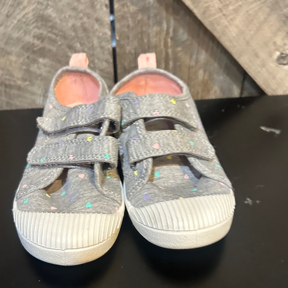 Cat & Jack Gray Heart-Print Velcro Sneakers for Kids